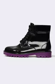 Лакированные ботинки из экокожи Defacto, черный