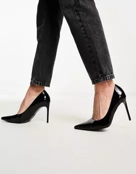 Лакированные черные туфли на остроконечном каблуке ASOS DESIGN Paphos