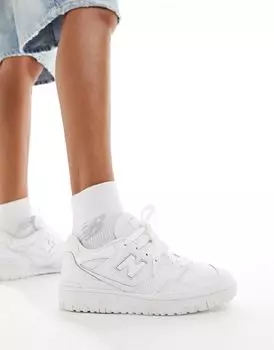 Лакированные кроссовки New Balance 550 тройного белого цвета