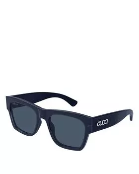Лакированные квадратные солнцезащитные очки, 54 мм Gucci, синий