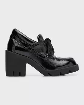 Лакированные лоферы Stride на шнуровке Burberry, цвет Black