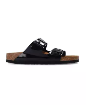 Лакированные сандалии Arizona с бирко флором Birkenstock, черный