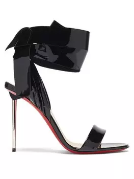 Лакированные сандалии epic rose 100 с запахом Christian Louboutin, черный