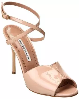 Лакированные сандалии Manolo Blahnik Hourani 105, коричневый