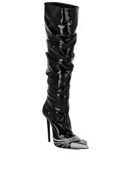 Лакированные сапоги с кристаллами Philipp Plein, черный