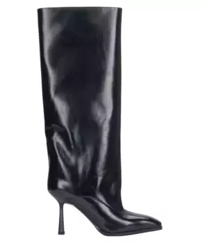 Лакированные сапоги женские на шпильке и свободном голенище Estro, черный