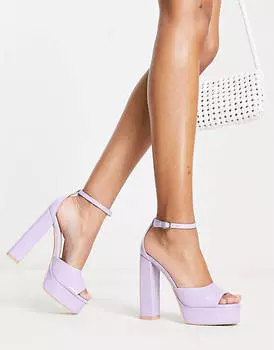 Лакированные сиреневые босоножки на платформе RAID Wide Fit Aasma