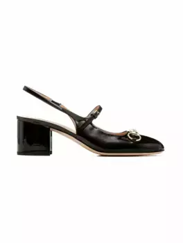 Лакированные слингбэки Horsebit Gucci, черный