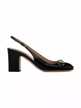 Лакированные слингбэки Horsebit Gucci, черный