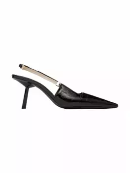 Лакированные слингбэки Saint Laurent, черный