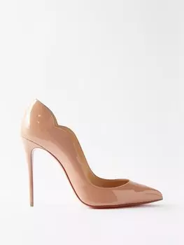 Лакированные туфли hot chick 100 с фестонами Christian Louboutin, бежевый