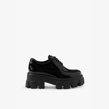 Лакированные туфли Monolith на шнуровке Prada, черный