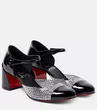 Лакированные туфли с кристаллами Christian Louboutin, черный