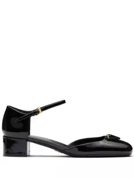 Лакированные туфли с логотипом Prada, черный