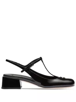 Лакированные туфли с ремешком на пятке Miu Miu, черный
