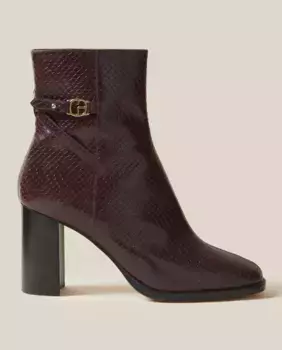 Лакированные женские ботильоны с эффектом змеи Claudie Pierlot, красный