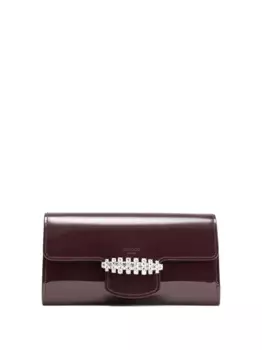Лакированный клатч Bing с кристаллами JIMMY CHOO, коричневый