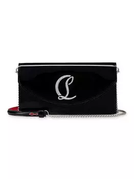 Лакированный клатч Loubi54 на цепочке Christian Louboutin, черный