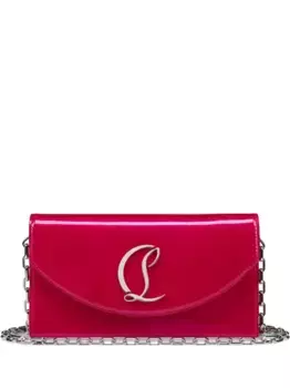 Лакированный клатч с цепочкой Christian Louboutin, розовый