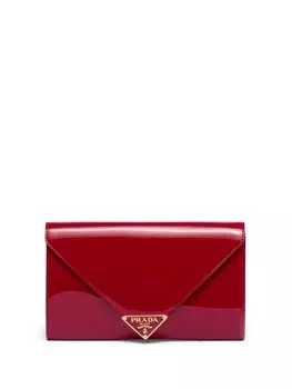 Лакированный клатч с логотипом Prada, красный