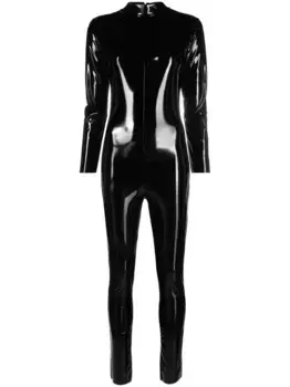 Лакированный комбинезон с длинными рукавами Alchemy, черный