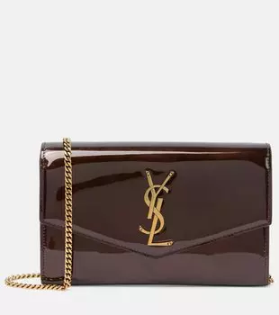 Лакированный кошелек uptown на цепочке Saint Laurent, красный