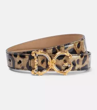 Лакированный ремень dg с леопардовым принтом Dolce&Gabbana, мультиколор