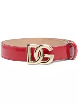 Лакированный ремень с пряжкой-логотипом DOLCE & GABBANA, красный