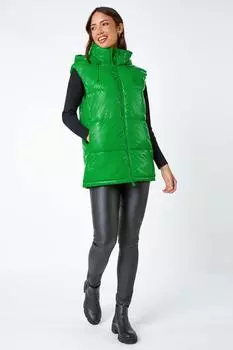 Лакированный жилет с капюшоном Roman, зеленый