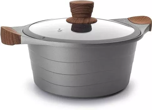 ЛАКОР Кастрюля со стеклянной крышкой, алюминий, серый, 28 см LACOR