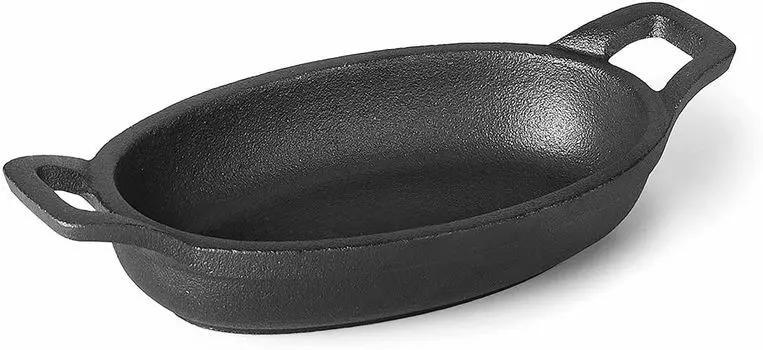 ЛАКОРНАЯ ОВАЛЬНАЯ СКОВОРОДА С ДЕРЕВЯННОЙ ЁМКОСТЬЮ Магма 15Х10, чугун, чёрный, 15 см LACOR