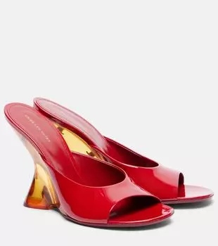 Лаковые мюли на платформе Dries Van Noten, Vermillon