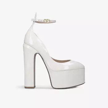 Лаковые туфли Tan Go на каблуке Valentino Garavani, цвет bone
