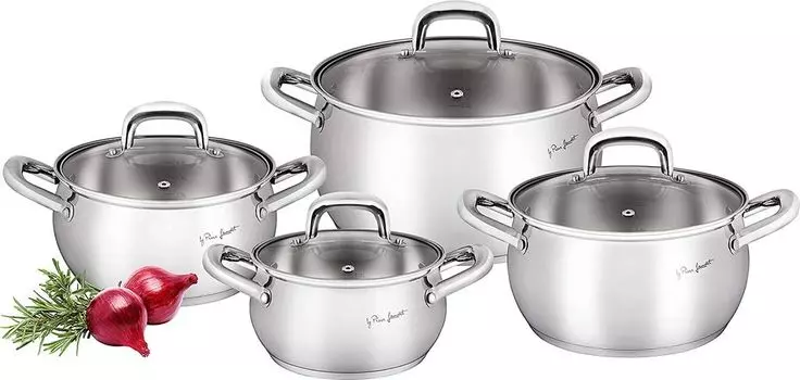 Lamart LT1111 Набор посуды из нержавеющей стали, серебро, 8 предметов, 24 см Thermor Pacific