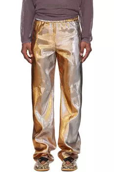 Ламе брюки Dries Van Noten, золотой