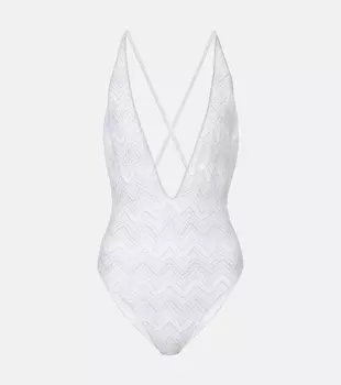 Ламе купальник Missoni, White w/Silver Lame