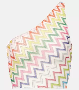 Ламе топ с асимметричным вырезом Zigzag Missoni, Multicolor With White Base