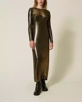 Ламинированное длинное платье Twinset, золотой