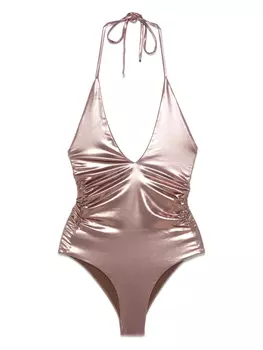 Ламинированный купальник Blumarine, коричневый