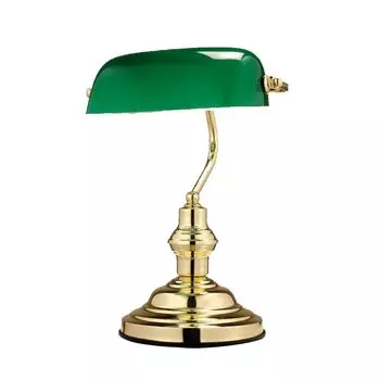 Лампа банкира, стеклянный абажур, зеленый, H 36 см Globo Lighting