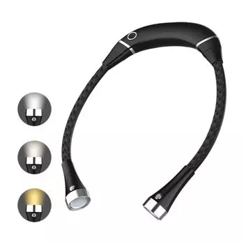 Лампа для чтения на шее Складная перезаряжаемая от USB светодиодная лампа для книг 3 режима освещения Лампа для чтения на шее Обнимание Гибкая светодиодная лампа для шеи andoer, черный