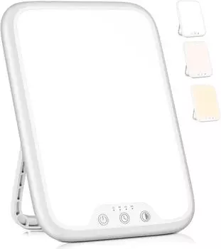 Лампа дневного света, лампа 10 000 люкс с функцией памяти, 4 таймера, лампа солнечного света без УФ-излучения с сенсорным управлением, бесступенчатое затемнение, складной держатель LAMON