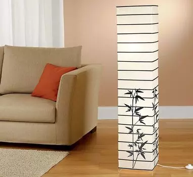 Лампа из рисовой бумаги "Япония" белая с цветочным узором в комплекте со светодиодной лампочкой. Trango, белый