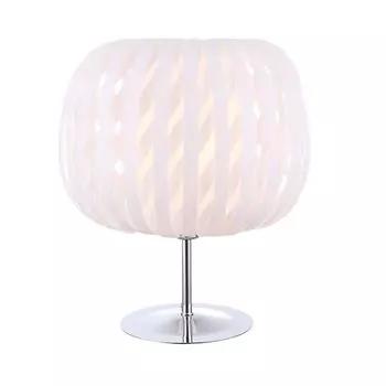 Лампа настольная, хром, белый, шаровой дизайн, 30 см etc-shop