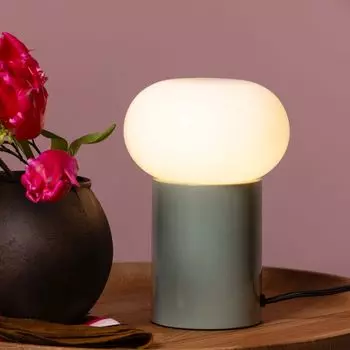 Лампа настольная с белым стеклом, высота 22 см, Е27, зеленая. Lightbox, зеленый