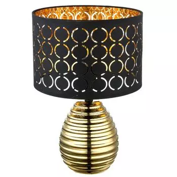 Лампа настольная, штамповка, черный, золото, бархат, H 38 см etc-shop