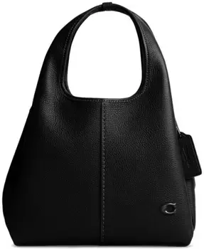 Лана 23 Маленькая кожаная сумка через плечо цвета polished pebble COACH, черный