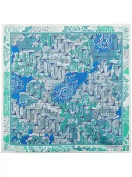 Lancel шелковый платок с принтом, зеленый