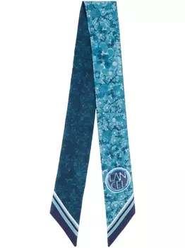Lancel шелковый шарф Roxanne с цветочным принтом, синий