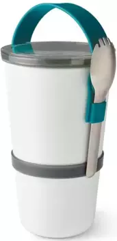 Ланч-бокс черный+блюм, (набор, 1 шт.), 2-в-1, с ремнем для переноски и вилкой (комбинация вилка-ложка), 900 мл Black+blum 12х20х12 см, цвет Ozean